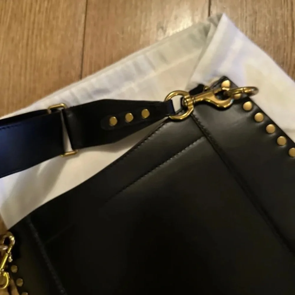 Isabel Marant Black Leather Saddle Bag with Gold StudTrim🖤💛 - Picture 8 of 9